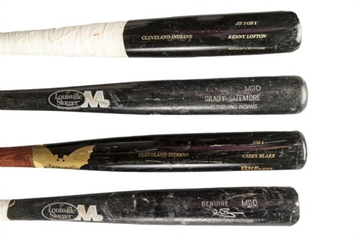 Cleveland Indians Game Used Baseball Bat Lot of (4) Including Grady Sizemore, Kenny Lofton
